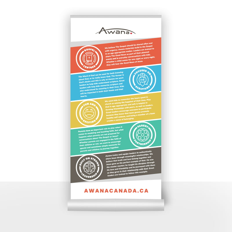 Awana Core Values Written Retractable Banner