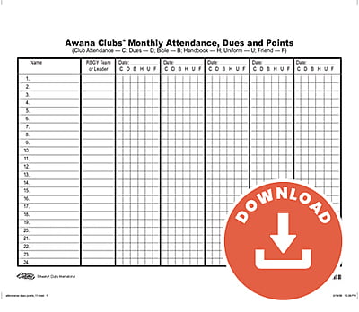 Attendance, Dues, and Points Card (Download)