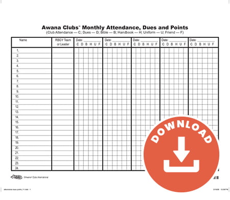 Attendance, Dues, and Points Card (Download)