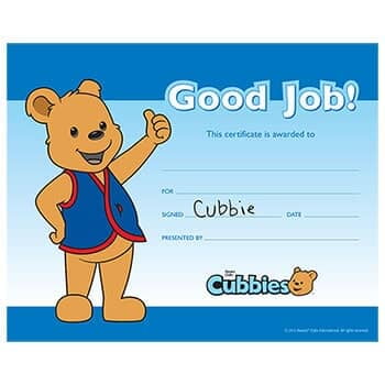 Awana Cubbies Recognition Certificate (10 Pack)