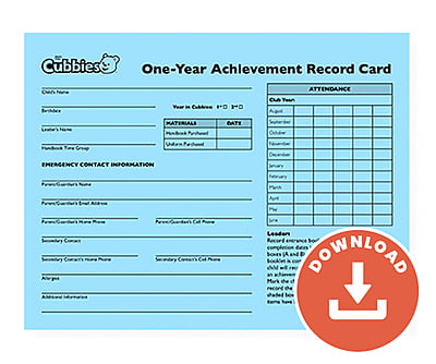 Cubbies Achievement Card (Download)