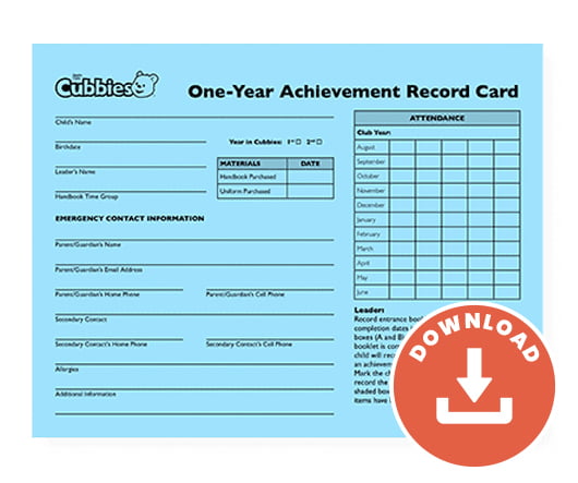 Cubbies Achievement Card (Download)