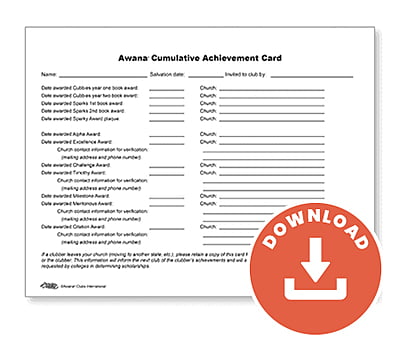 Cumulative Achievement Card (Download)