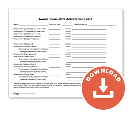 Cumulative Achievement Card (Download)