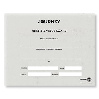 Journey Certificate of Award (5 Pack)