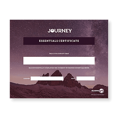 Journey: Witnesses Essentials Certificate (5 Pack)